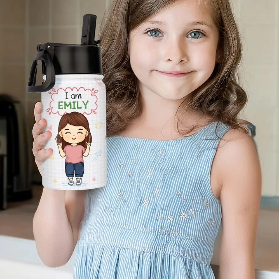 I Am Kind - Personalized Custom Kid Water Bottle - Back To School Gift For Kid, Grandkid - Image 4