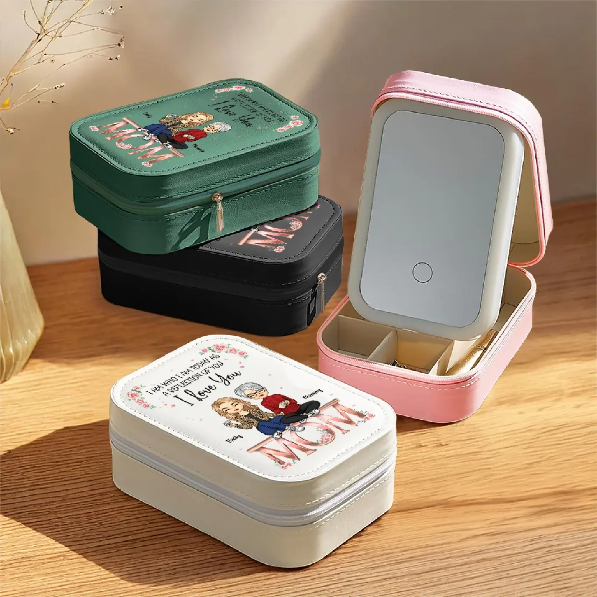 I Am Today As A Reflection Of You - Family Personalized Custom Jewelry Box LED Makeup - Gift For Mom, Daughter - Image 4
