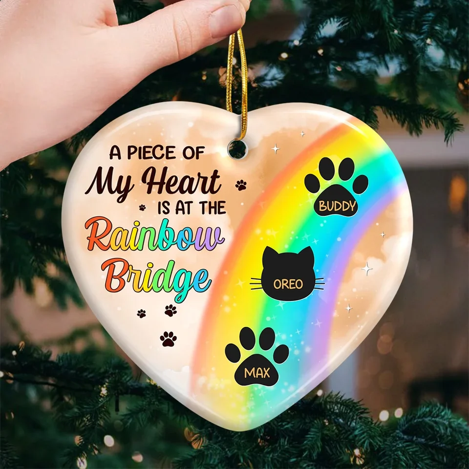 I Crossed The Rainbow Bridge Knowing I Was Loved - Memorial Personalized Custom Ornament - Ceramic Heart Shaped - Sympathy Gift, Christmas Gift For Pet Owners, Pet Lovers - Image 3