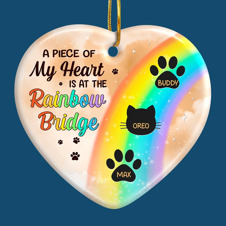 I Crossed The Rainbow Bridge Knowing I Was Loved - Memorial Personalized Custom Ornament - Ceramic Heart Shaped - Sympathy Gift, Christmas Gift For Pet Owners, Pet Lovers - Image 4