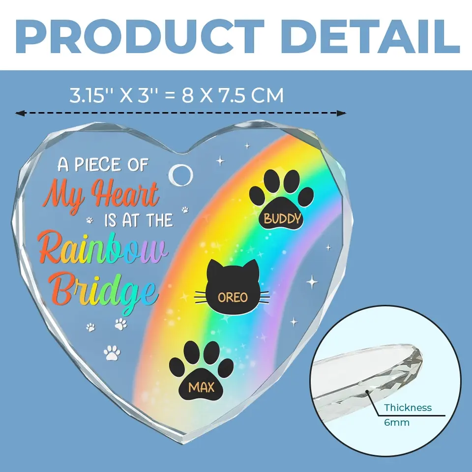 I Crossed The Rainbow Bridge - Memorial Personalized Custom Heart Glass Ornament - Sympathy Gift, Christmas Gift For Pet Owners, Pet Lovers - Image 5