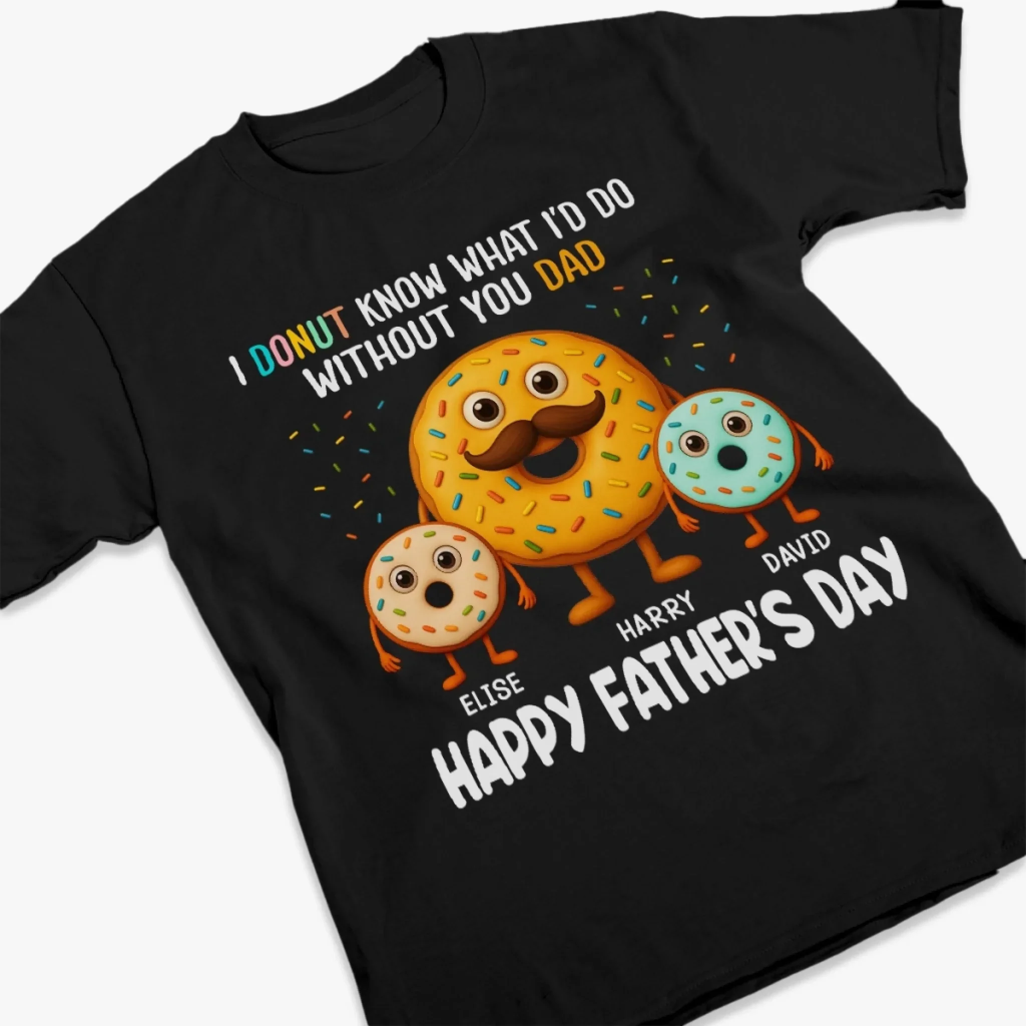 I Donut Know What I’d Do Without You - Family Personalized Custom Unisex T-shirt, Premium T-shirt, Hoodie - Father's Day, Gift For Dad, Grandpa - Image 3