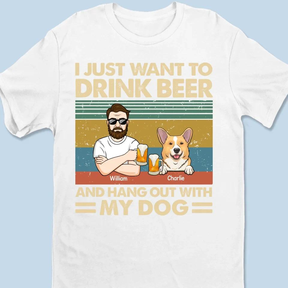 I Just Want To Drink Bourbon - Dog Personalized Custom Unisex T-shirt, Premium T-shirt, Hoodie - Christmas Gift For Pet Owners, Pet Lovers - Image 2