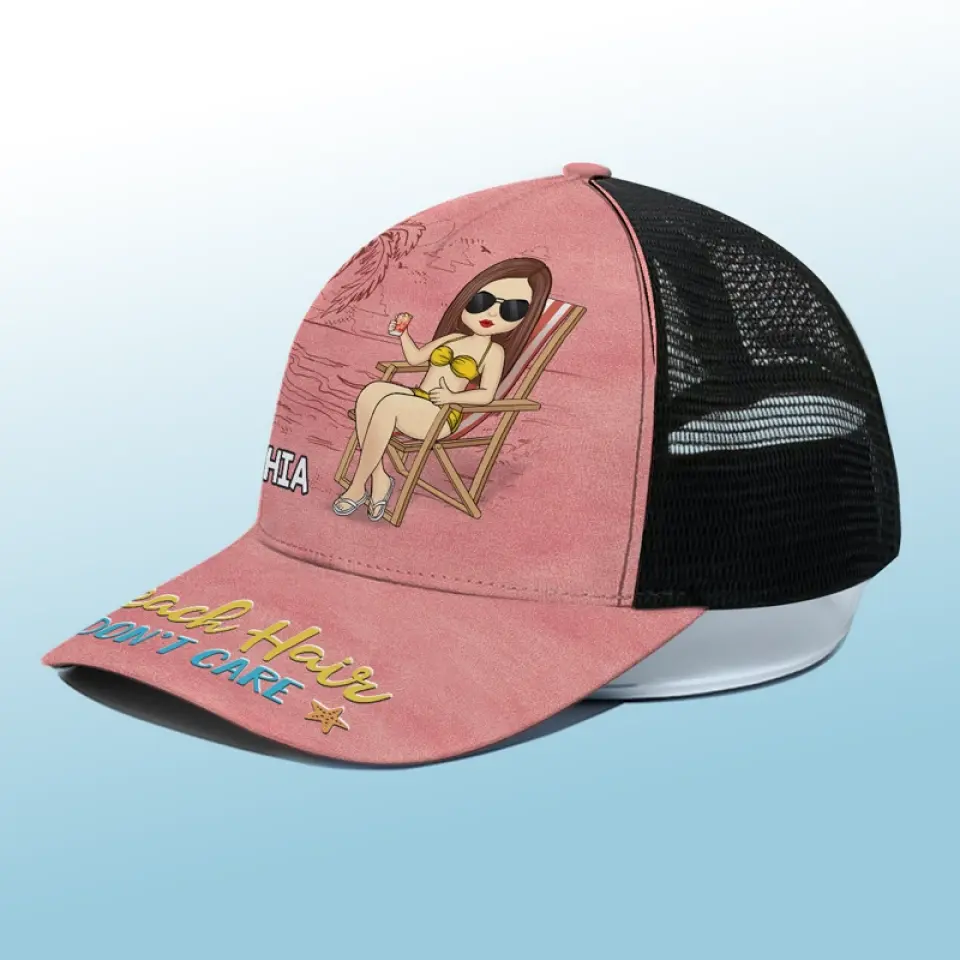I Left My Heart At The Beach - Bestie Personalized Custom Mesh-back Baseball Cap, Baseball Trucker Cap - Summer Vacation Gift For Best Friends, BFF, Sisters - Image 4