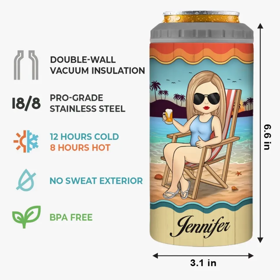 I Left My Heart In The Sand - Bestie Personalized Custom 4 In 1 Can Cooler Tumbler - Summer Vacation Gift For Best Friends, BFF, Sisters - Image 5