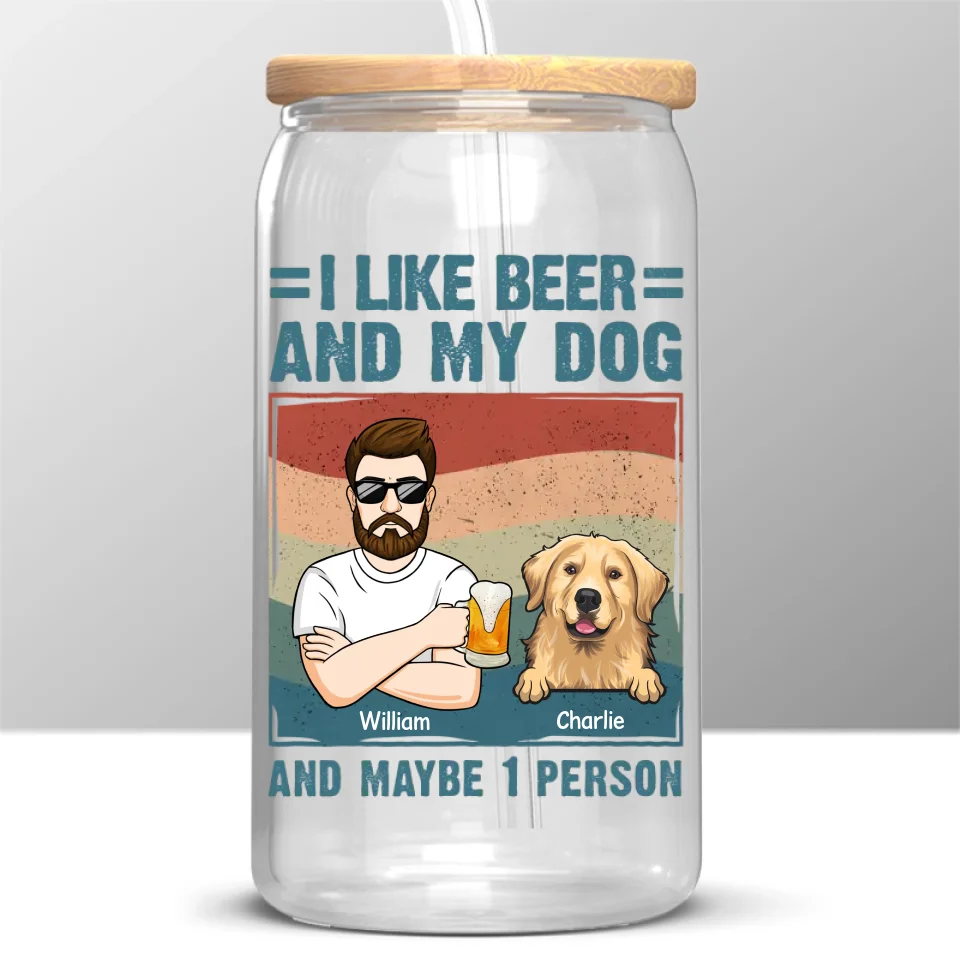 I Like Beer And My Dogs - Dog Personalized Custom Glass Cup, Iced Coffee Cup -  Gift For Pet Owners, Pet Lovers - Image 2