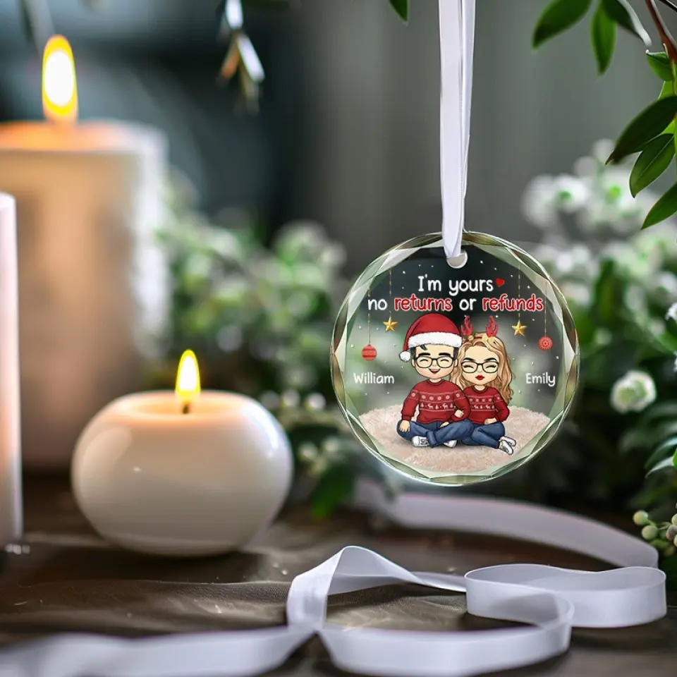 I Love Christmas Almost As Much As I Love You - Couple Personalized Custom Circle Glass Ornament - Gift For Husband Wife, Anniversary - Image 3