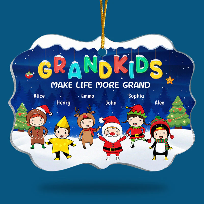I Love My Grandkids To The Moon And Back - Family Personalized Custom Ornament - Acrylic Benelux Shaped - Christmas Gift For Grandma, Grandpa - Image 3