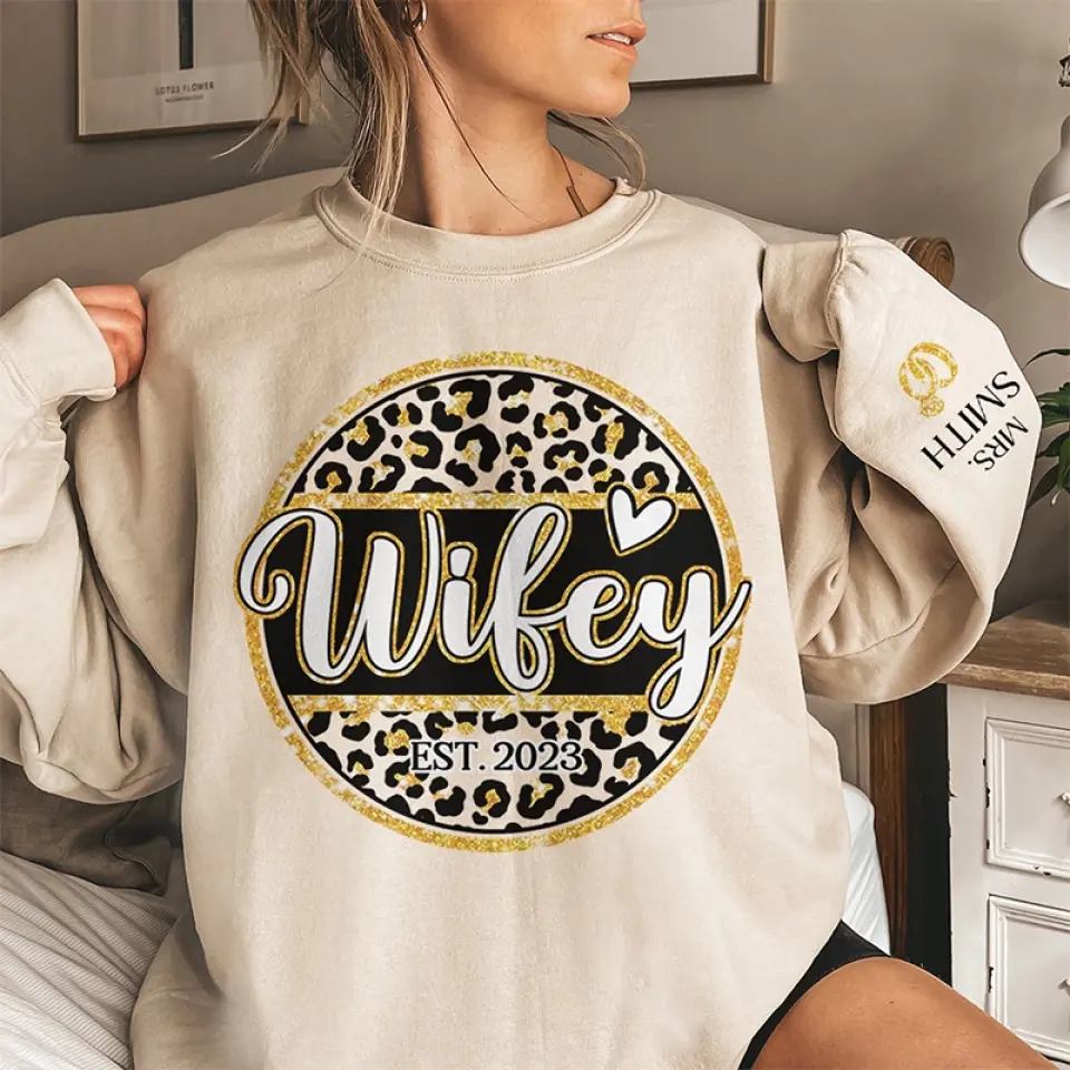 I Love My Wife - Couple Personalized Custom Unisex Sweatshirt With Design On Sleeve - Gift For Husband Wife, Anniversary - Image 3