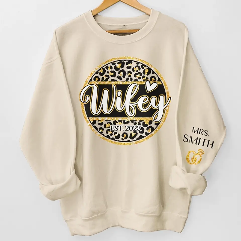 I Love My Wife - Couple Personalized Custom Unisex Sweatshirt With Design On Sleeve - Gift For Husband Wife, Anniversary - Image 4