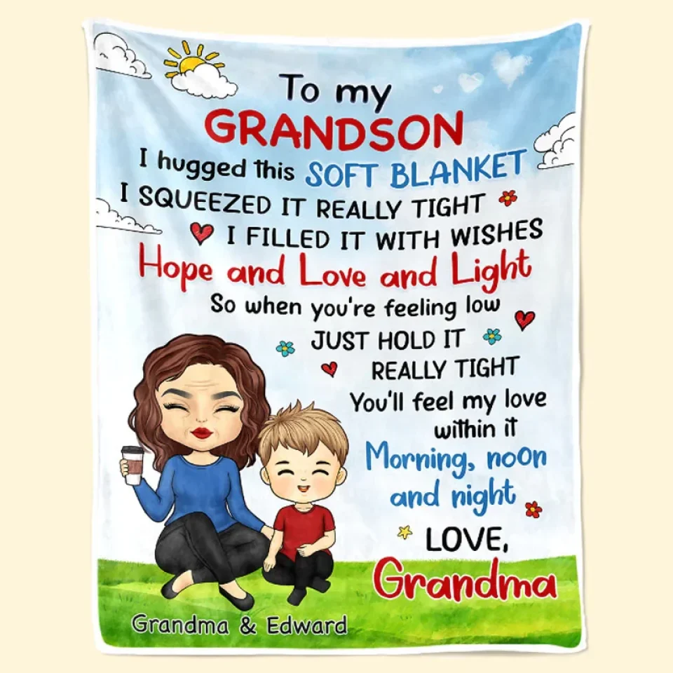 I Love That You're My Grandma - Family Personalized Custom Blanket - Christmas Gift For Grandma, Grandpa, Grandkids - Image 3