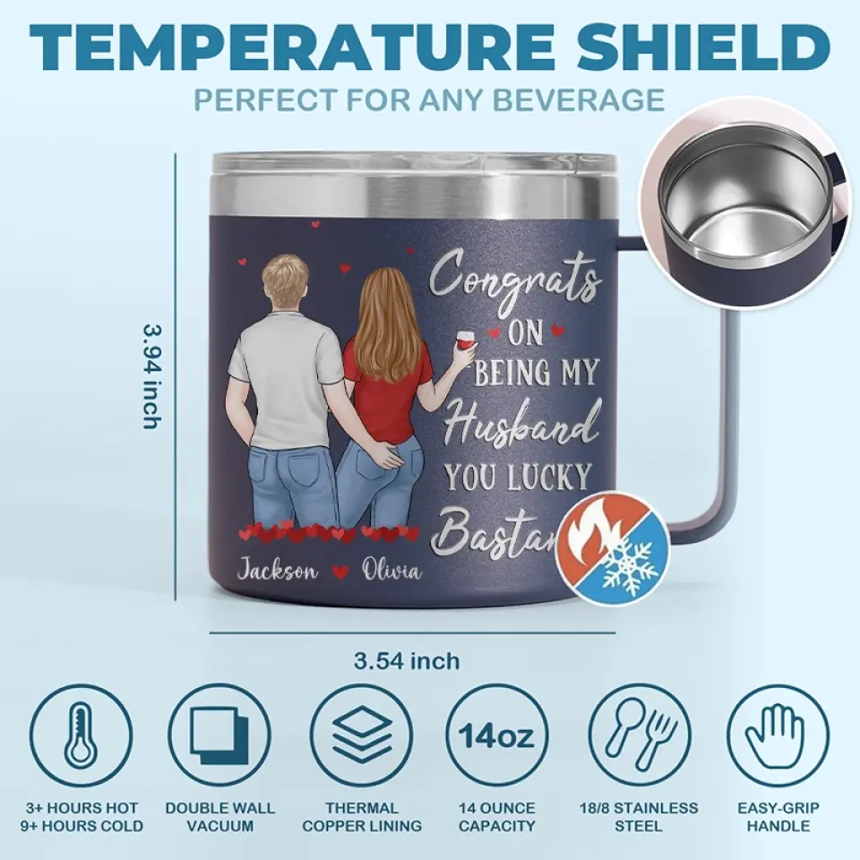 I Love You Day By Day - Couple Personalized Custom 14oz Stainless Steel Tumbler With Handle - Gift For Husband Wife, Anniversary - Image 4