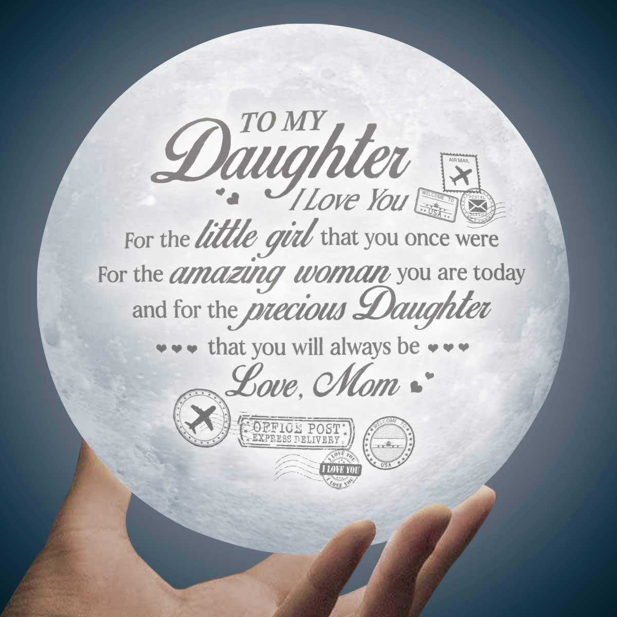 I Love You For The Little Girl That You Once Were - Moon Lamp - To My Daughter, Gift For Daughter, Daughter Gift From Mom, Birthday Gift For Daughter, Christmas Gift - Image 2