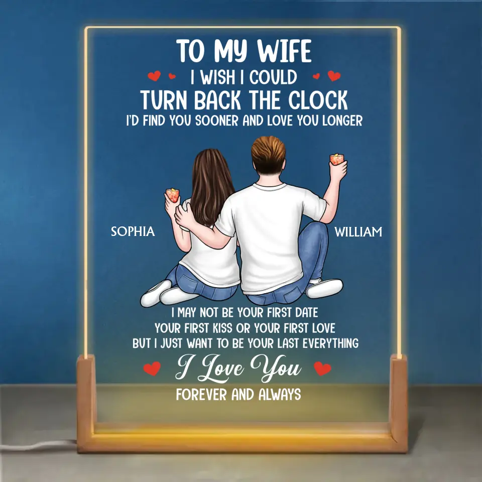 I Love You Forever And Always - Couple Personalized Custom Shaped 3D LED Walnut Night Light - Gift For Husband Wife, Anniversary - Image 2