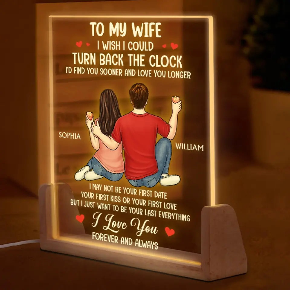 I Love You Forever And Always - Couple Personalized Custom Shaped 3D LED Walnut Night Light - Gift For Husband Wife, Anniversary - Image 3