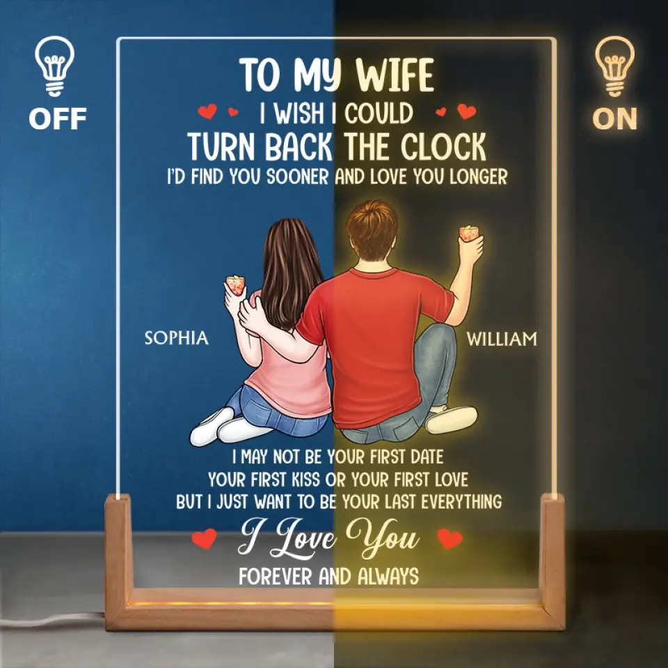 I Love You Forever And Always - Couple Personalized Custom Shaped 3D LED Walnut Night Light - Gift For Husband Wife, Anniversary - Image 4