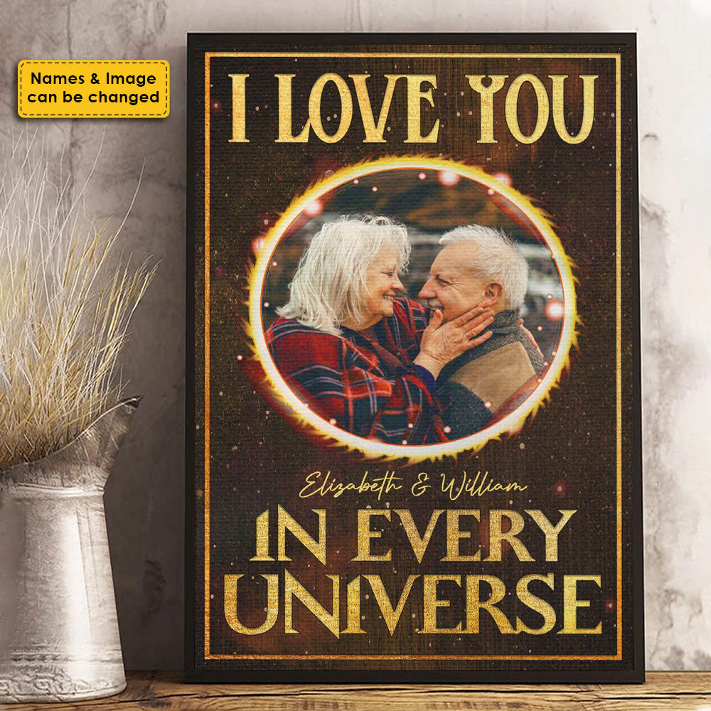 I Love You In Every Universe - Upload Image, Gift For Couples, Husband Wife, Personalized Vertical Poster - Image 4