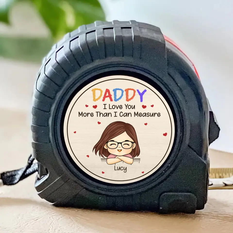I Love You More Than I Can Measure - Family Personalized Custom Tape Measure - Father's Day, Gift For Dad, Grandpa - Image 2