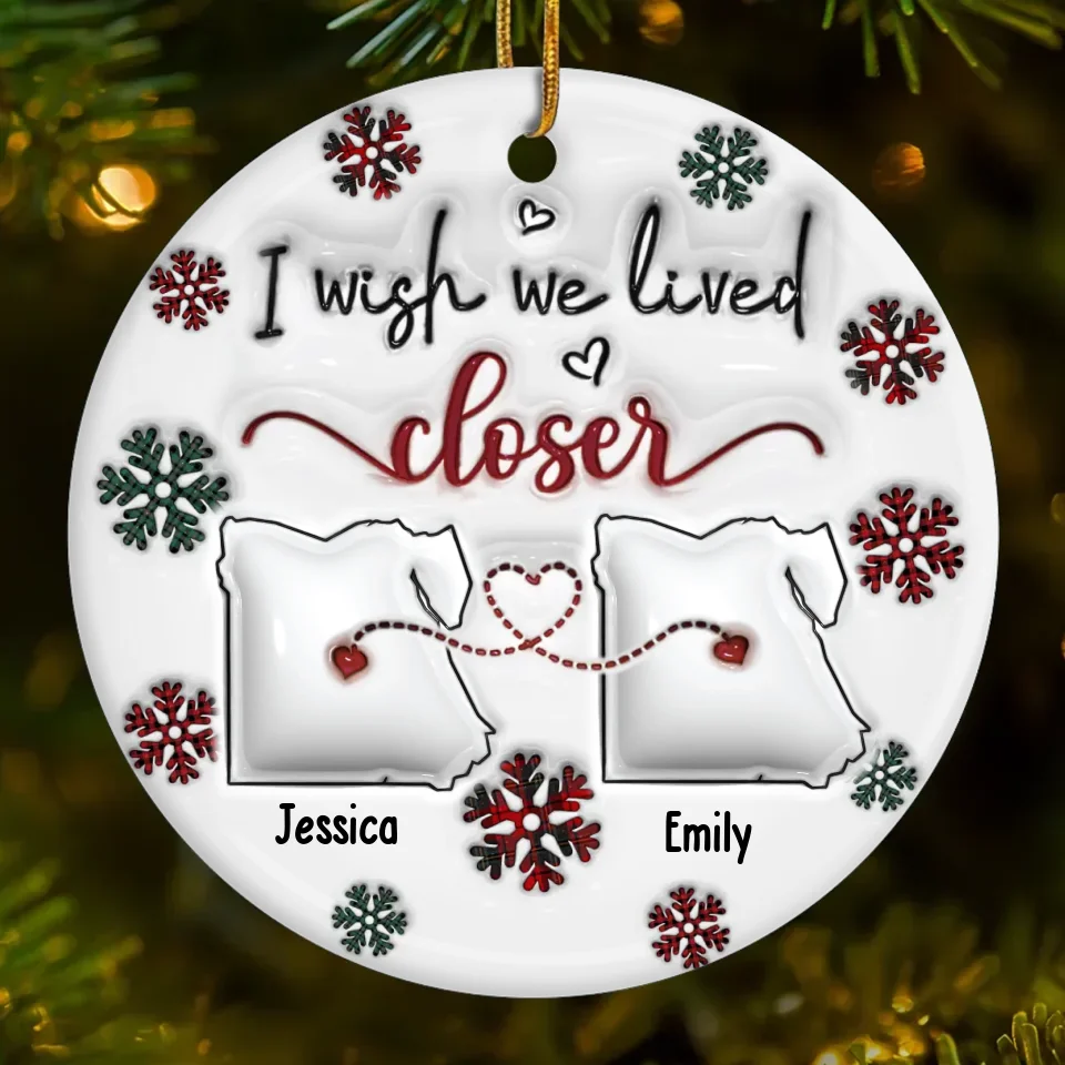 I Love You Snow Much - Bestie Personalized Custom 3D Inflated Effect Printed Ornament - Ceramic Round Shaped - Christmas Gift For Best Friends, BFF, Sisters - Image 2