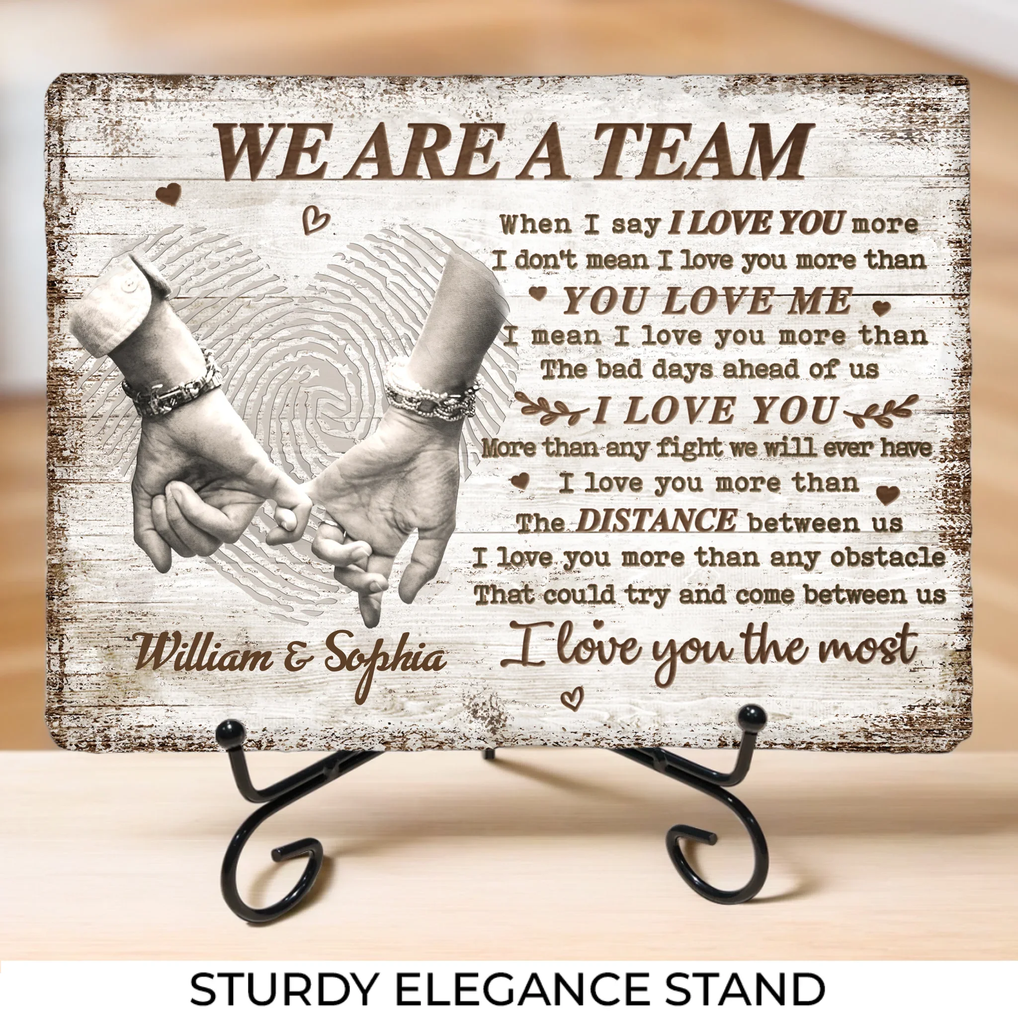 I Love You The Most - Couple Personalized Custom Rectangle Shaped Stone With Stand - Gift For Husband Wife, Anniversary - Image 4