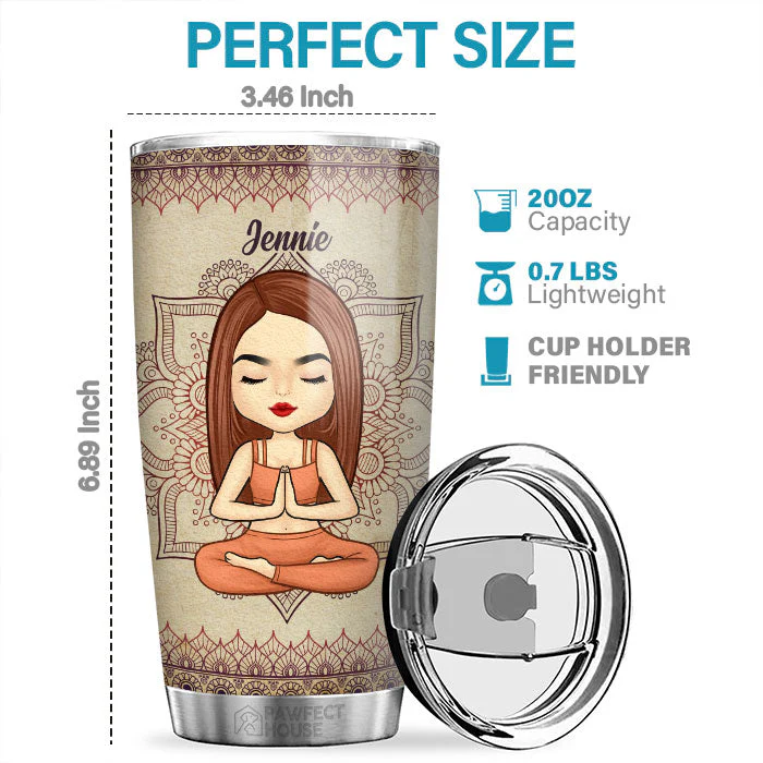 I’m Mostly Peace Love & Light - Personalized Tumbler - Gift For Yoga Lovers - Image 2