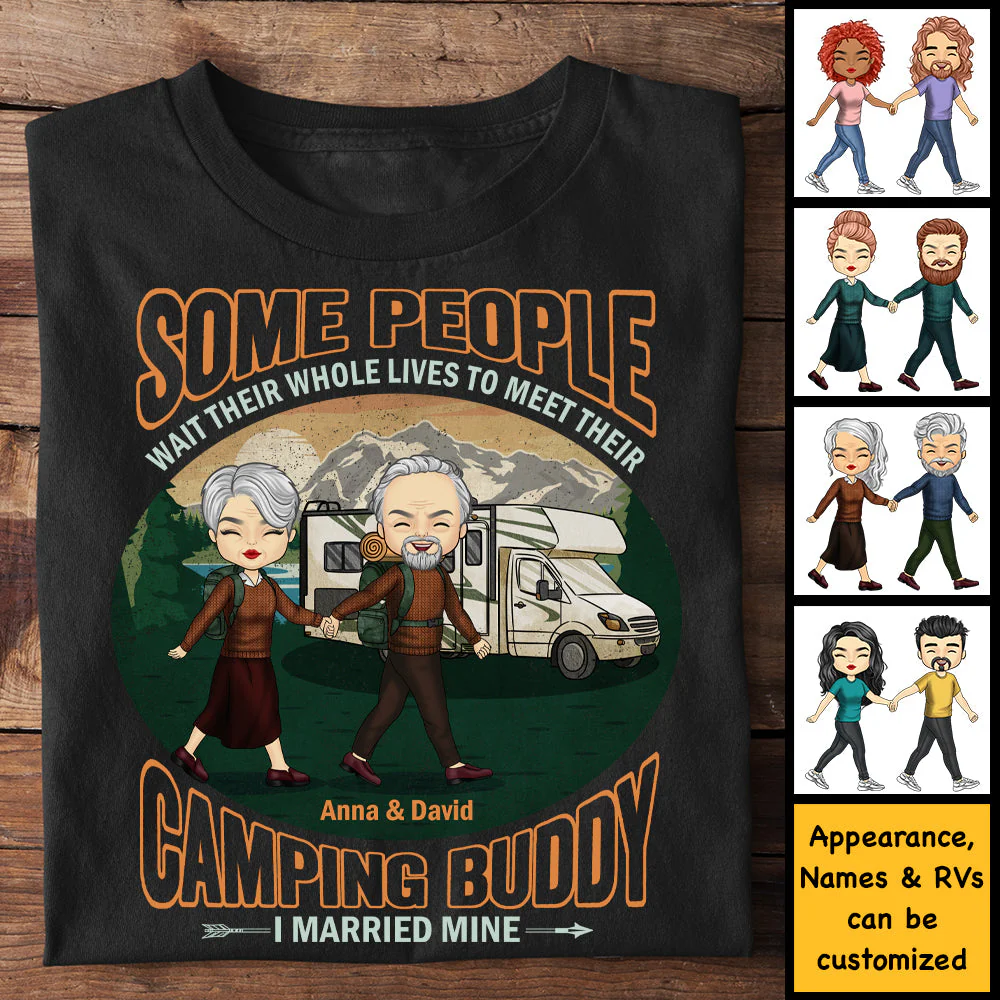 I Married My Perfect Camping Buddy - Personalized Unisex T-Shirt, Hoodie, Sweatshirt - Gift For Couple, Husband Wife, Anniversary, Engagement, Wedding, Marriage, Camping Gift - Image 4