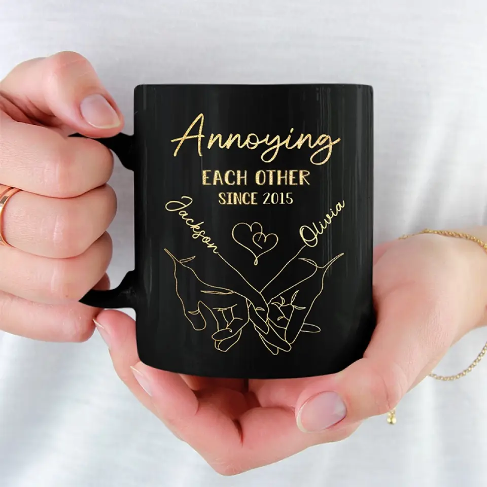 I Met You I Like You - Couple Personalized Custom Black Mug - Gift For Husband Wife, Anniversary - Image 3