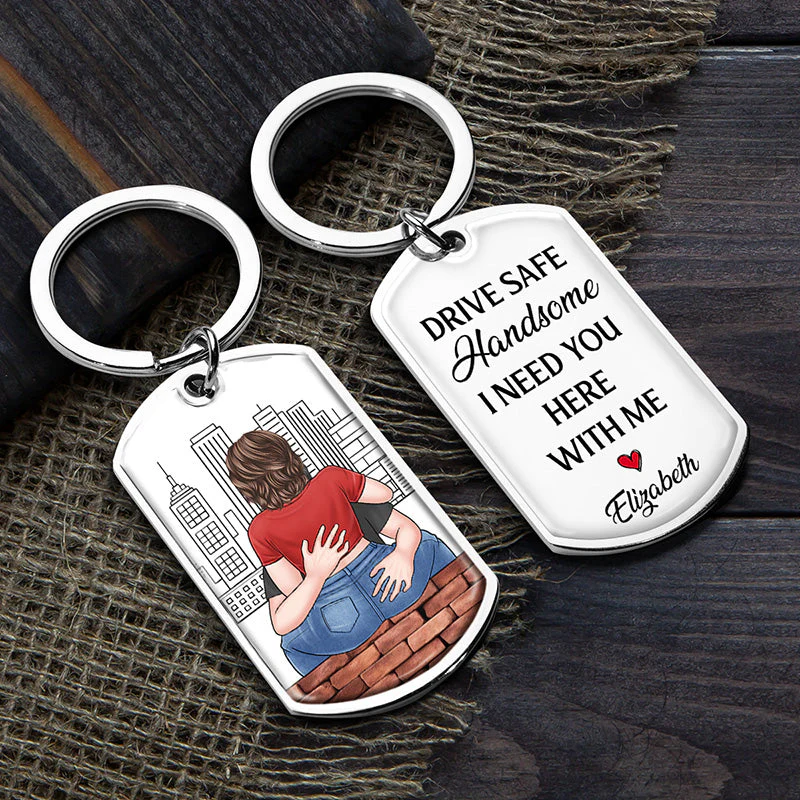 I Need You Here With Me - Couple Personalized Custom Keychain - Gift For Husband Wife, Anniversary - Image 3