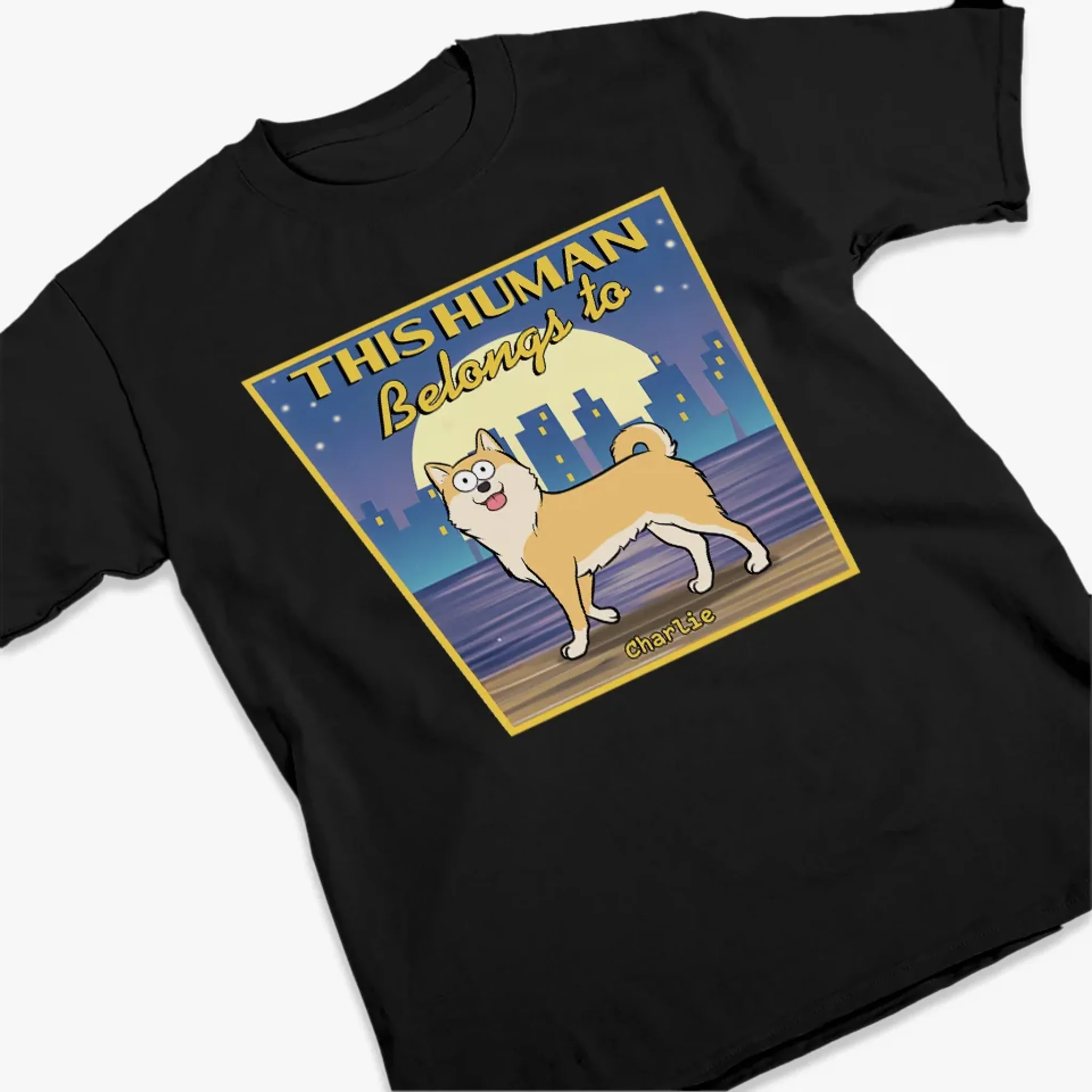 I Own This Human And I Demand Belly Rubs - Dog Personalized Custom Unisex T-shirt, Premium T-shirt, Hoodie - Gift For Pet Owners, Pet Lovers - Image 3