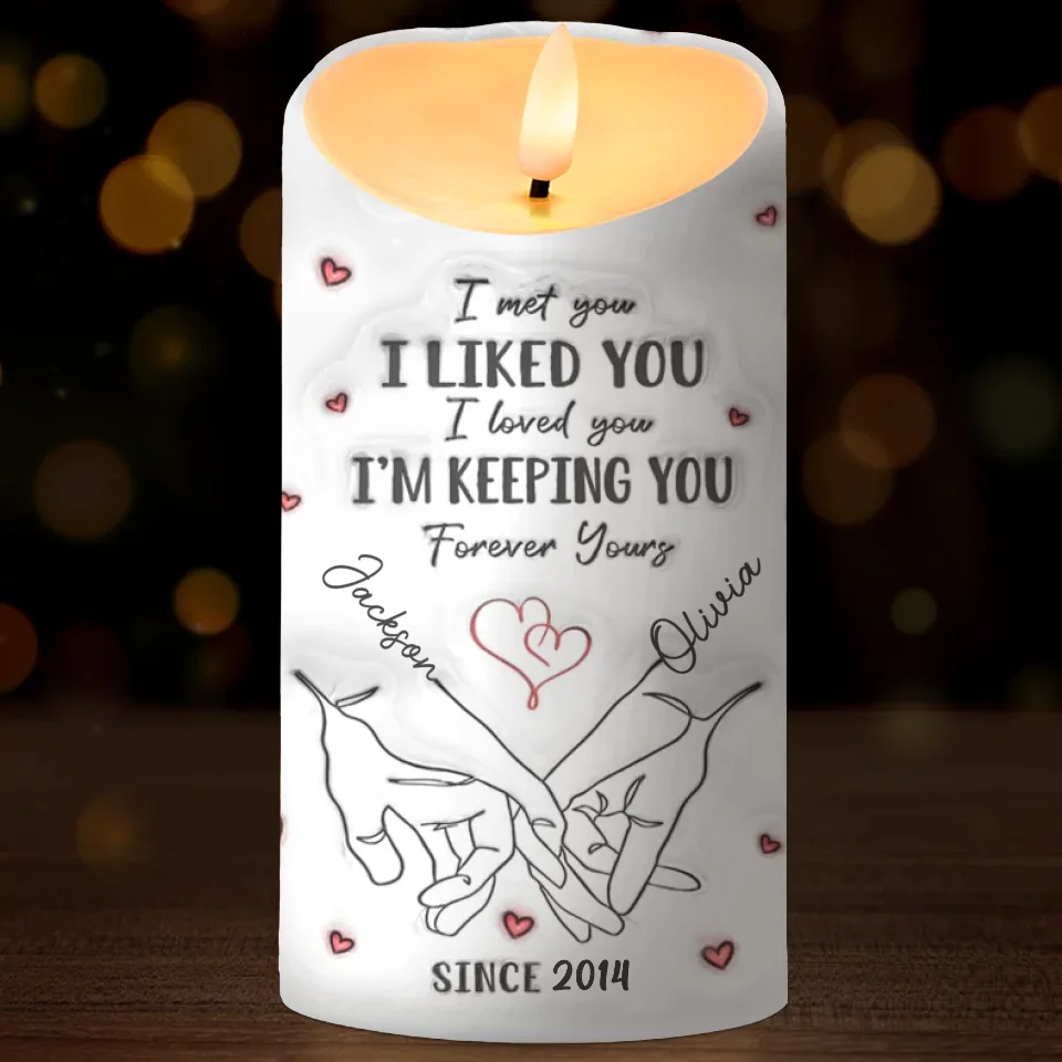 I Promise To Hold You Close, Now And Forever - Couple Personalized Custom 3D Inflated Effect Printed LED Candle -  Christmas Gift For Husband Wife, Anniversary - Image 2