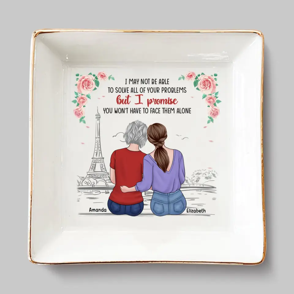 I Promise You Won't Have To Face Them Alone - Bestie Personalized Custom Jewelry Dish - Gift For Best Friends, BFF, Sisters - Image 2