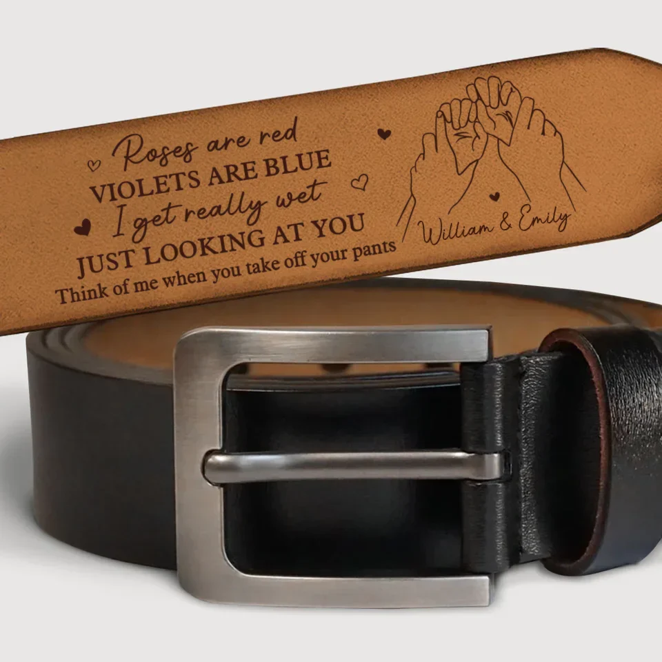 I Think Of You In The Quietest Moments - Couple Personalized Custom Engraved Leather Belt - Gift For Husband Wife, Anniversary - Image 3