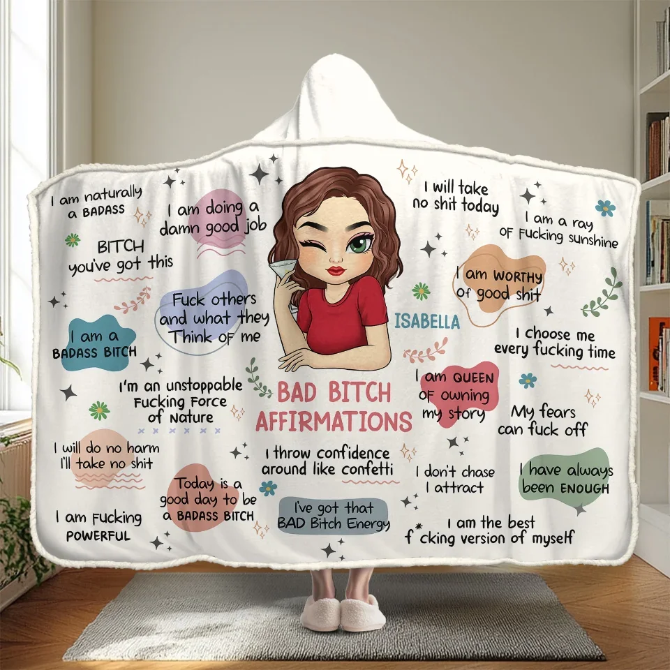 I Throw Confidence Around Like Confetti - Affirmation Personalized Custom Snuggle Blanket, Hoodie Blanket - Gift For Yourself - Image 3