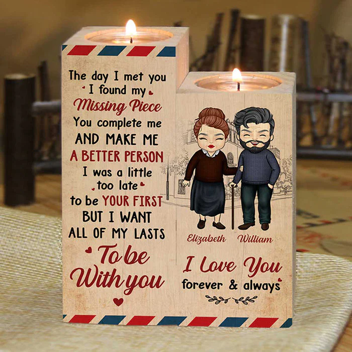 I Love You, Forever And Always - Gift For Couples, Personalized Candle Holder - Image 2