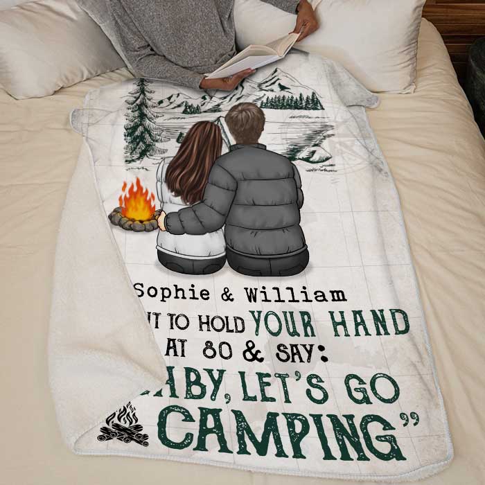 I Want To Go Camping With You At 80 - Gift For Camping Couples, Personalized Blanket - Image 3