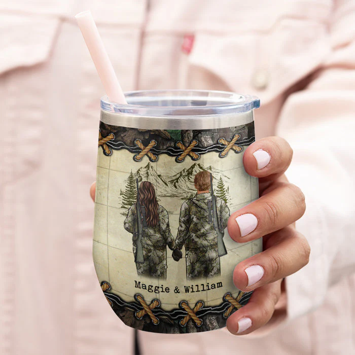 I Want To Hold Your Hand At 80 And Go Hunting - Personalized Wine Tumbler - Image 3