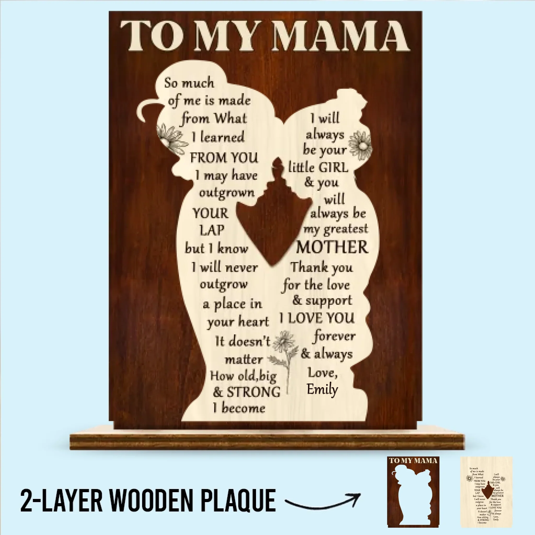 I Will Always Be Your Little Girl - Family Personalized Custom Shaped 2-Layered Wooden Plaque With Flat Stand - House Warming Gift For Mom - Image 2