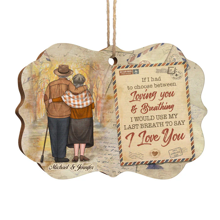 I Would Use My Last Breath To Say I Love You - Personalized Custom Benelux Shaped Wood Christmas Ornament - Gift For Couple, Husband Wife, Anniversary, Engagement, Wedding, Marriage Gift, Christmas Gift - Image 2