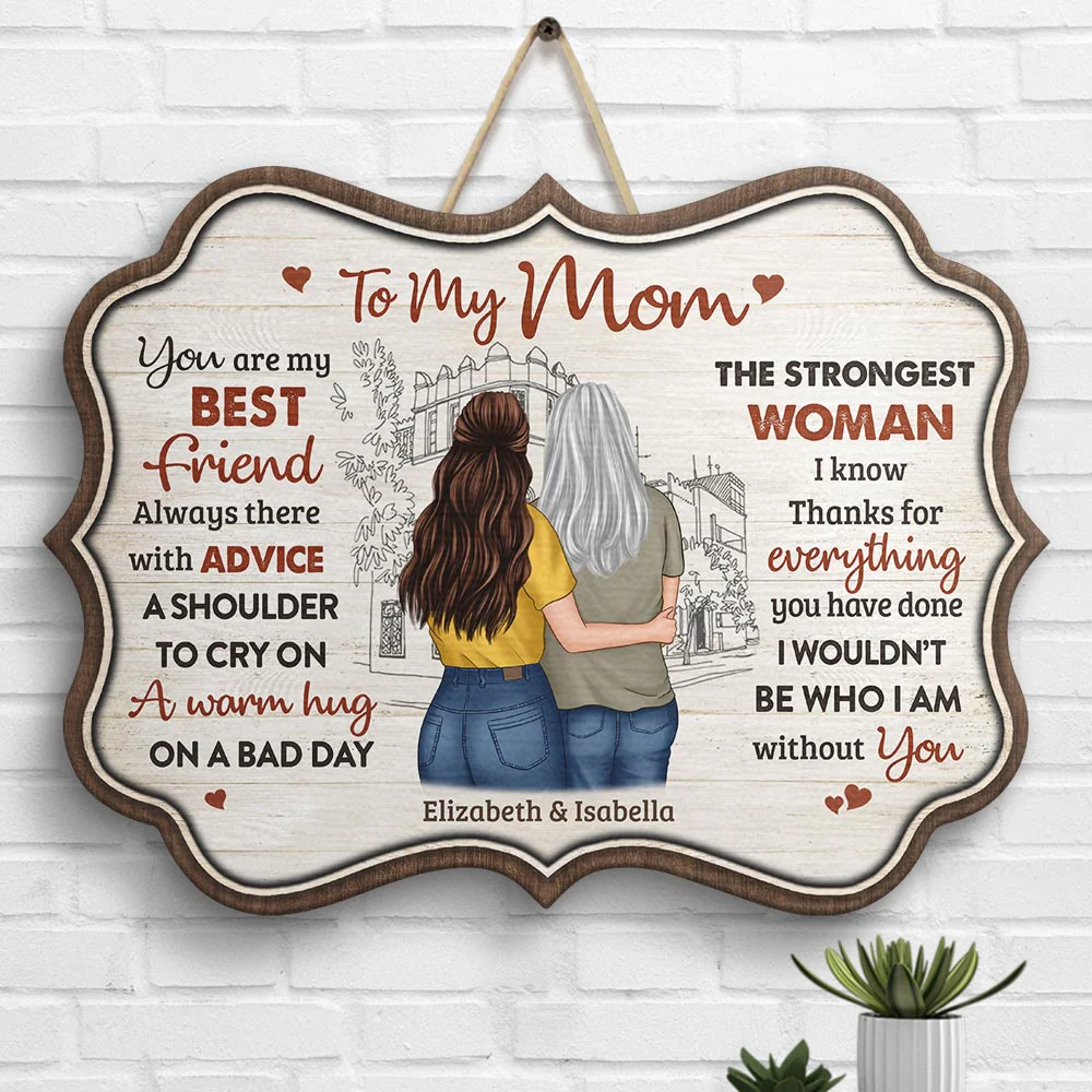 I Wouldn't Be Who I Am Without You - Gift For Mom, Personalized Shaped Wood Sign - Image 2