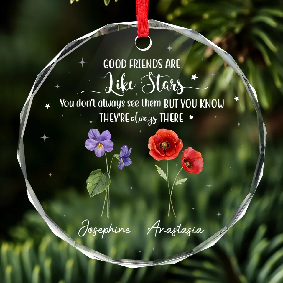 If Friends Were Flowers, I'd Pick You - Bestie Personalized Custom Circle Glass Ornament - Christmas Gift For Best Friends, BFF, Sisters - Image 3