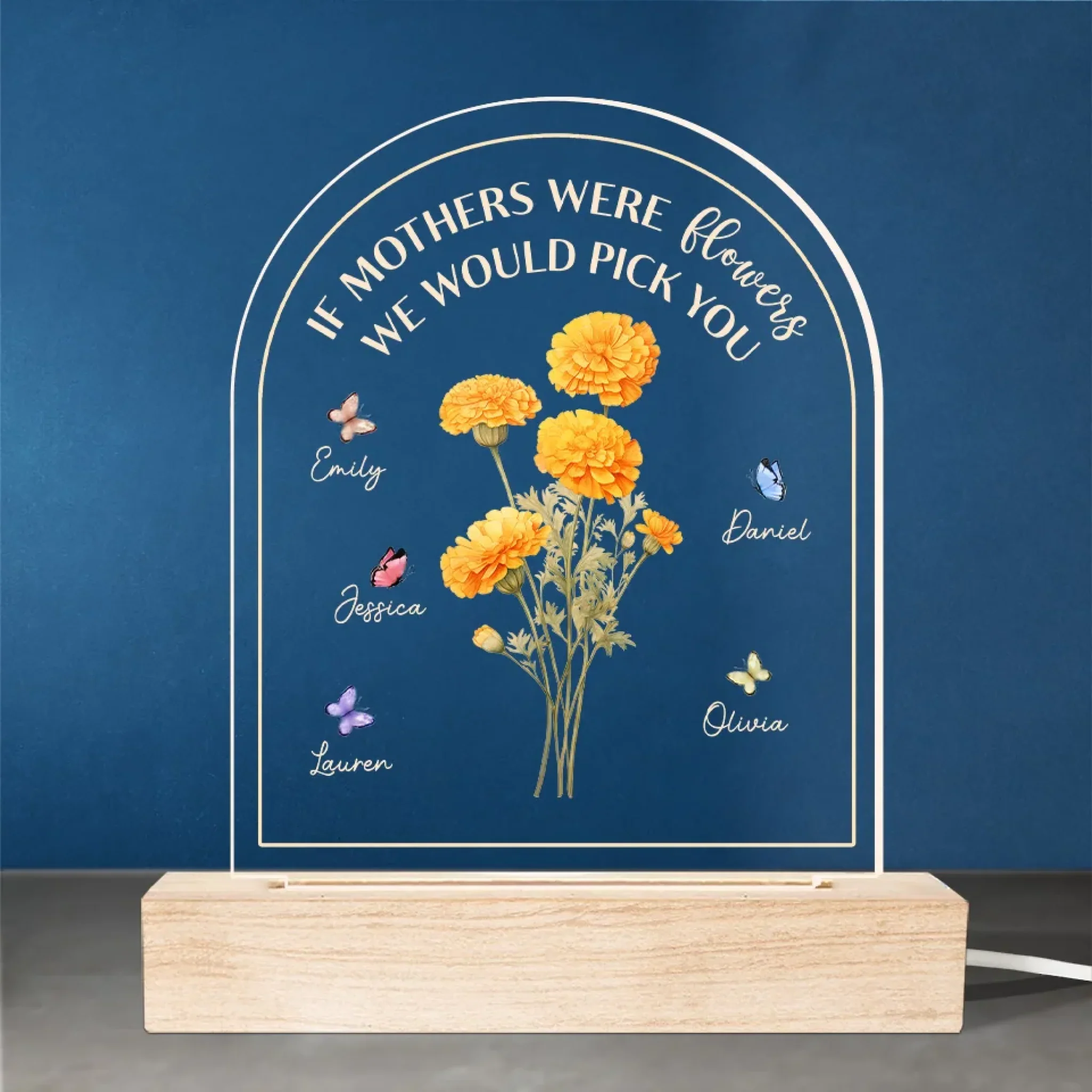 If Mothers Were Flowers We Would Pick You - Family  Personalized Custom Shaped 3D LED Light - Mother's Day, Gift For Mom - Image 3