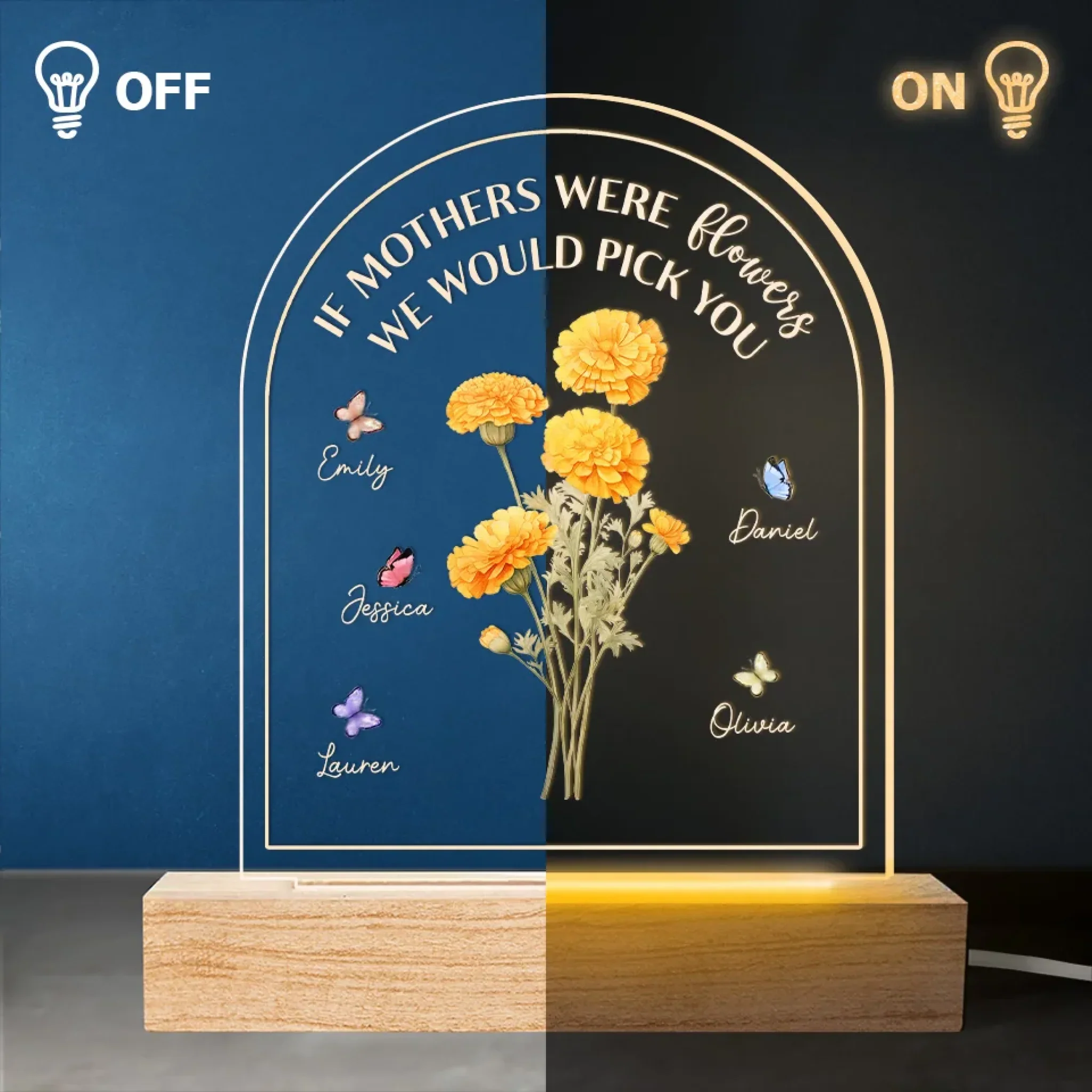 If Mothers Were Flowers We Would Pick You - Family  Personalized Custom Shaped 3D LED Light - Mother's Day, Gift For Mom - Image 4