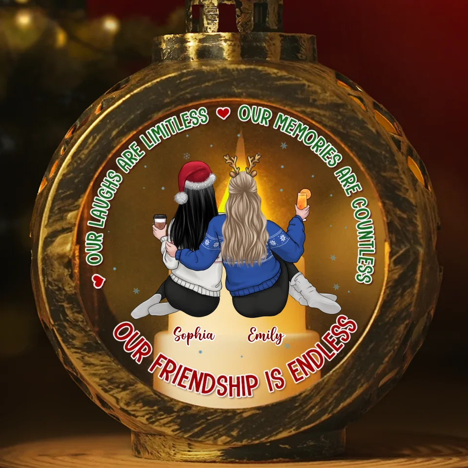 If You Weren't Here, Christmas Won't Be The Same - Bestie Personalized Custom Candlelight Lantern Ornament - Christmas Gift For Best Friends, BFF, Sisters - Image 2