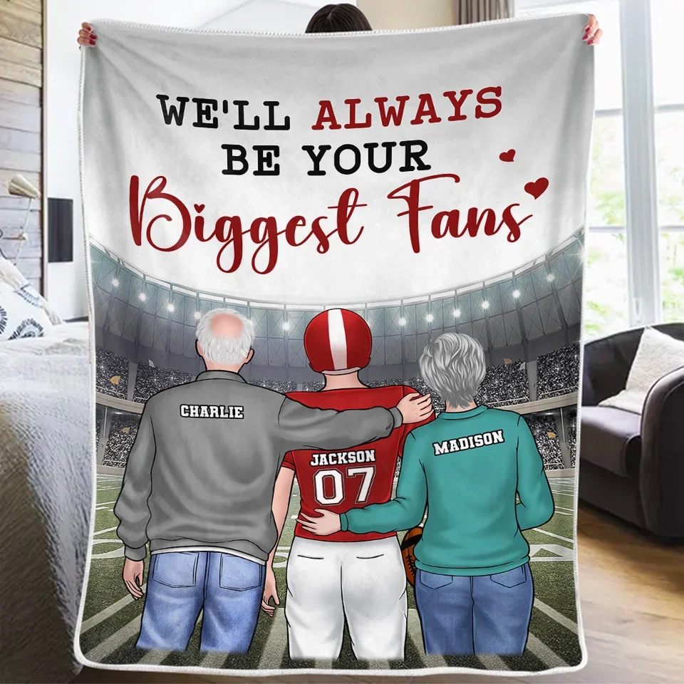 I'll Always Be Your Biggest Fan - Family  Personalized Custom Blanket - Gift For Family Members, Sport Lovers, Sport Players - Image 3