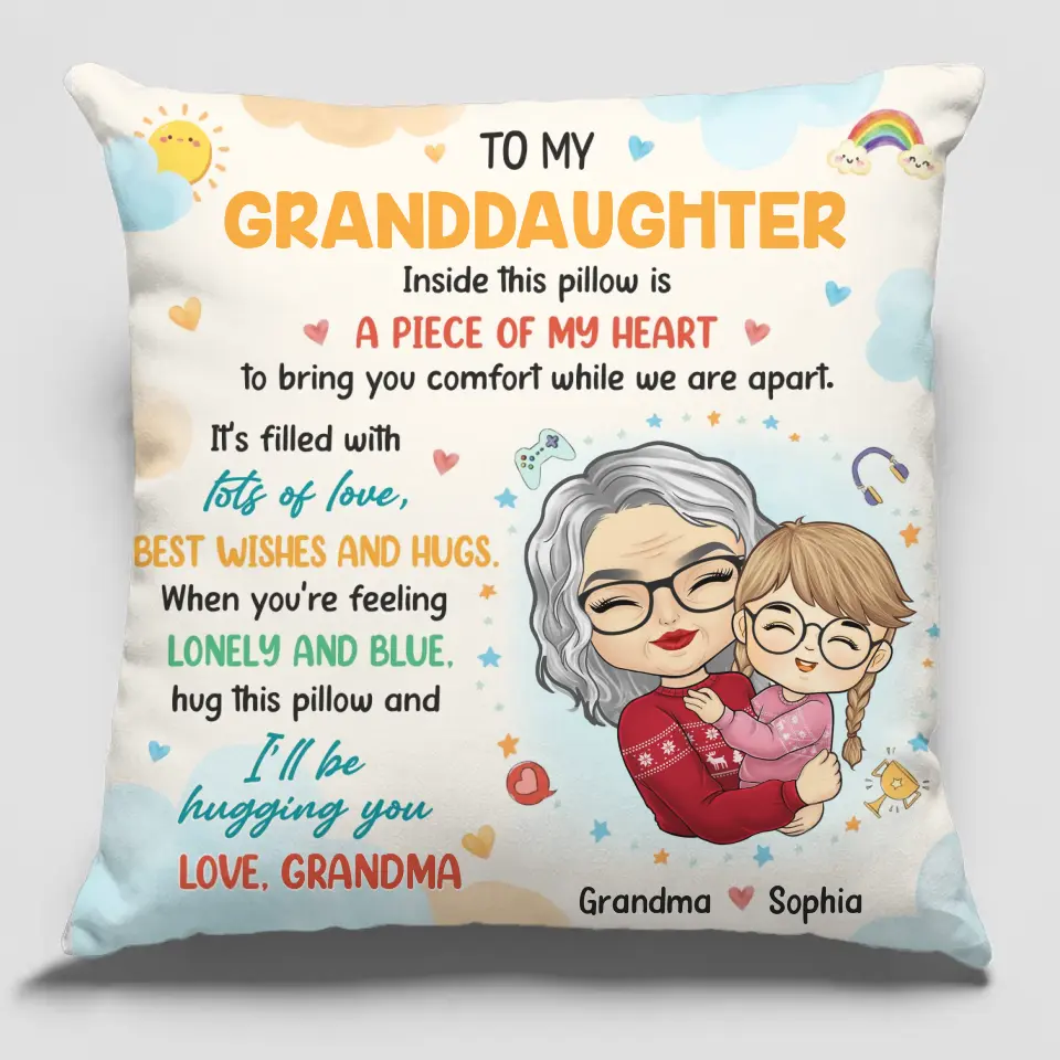 I'll Be Hugging You - Family Personalized Custom Pillow - Gift From Grandma - Image 2