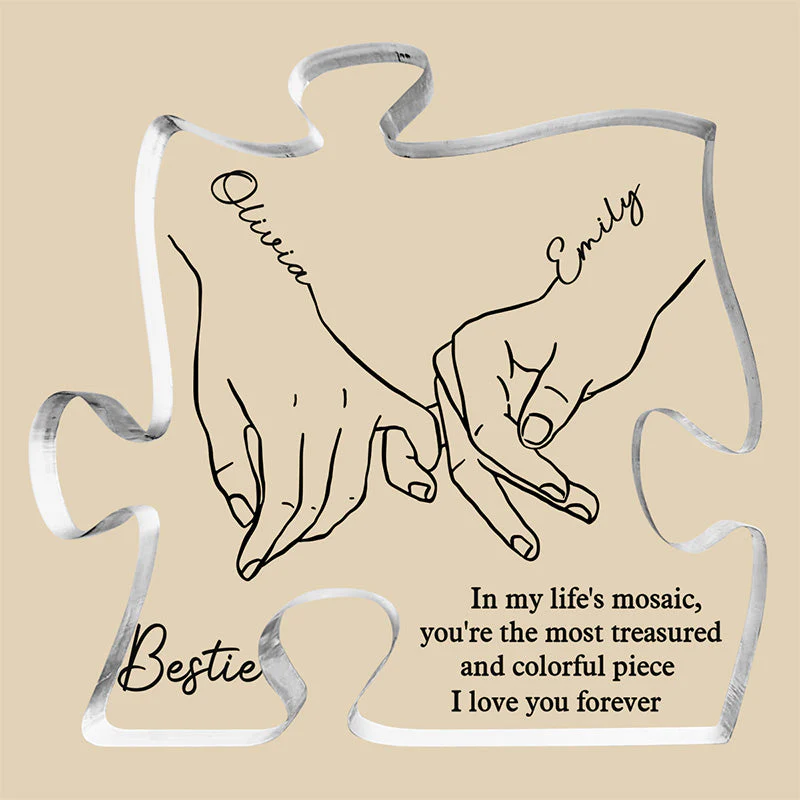 I'll Be There Pinky Promise - Bestie Personalized Custom Puzzle Shaped Acrylic Plaque - Christmas Gift For Best Friends, BFF, Sisters - Image 3