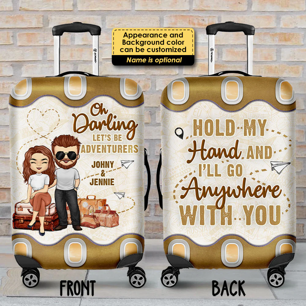 I'll Go Anywhere With You - Personalized Luggage Cover - Gift For Couples, Husband Wife - Image 3