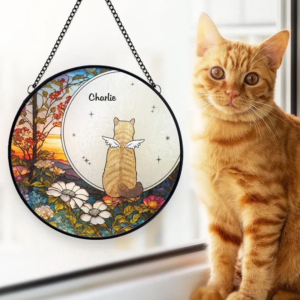 I’ll Miss You Until We Meet Again - Memorial Personalized Custom Stained Glass Window Hanging Suncatcher - Sympathy Gift For Pet Owners, Pet Lovers - Image 3