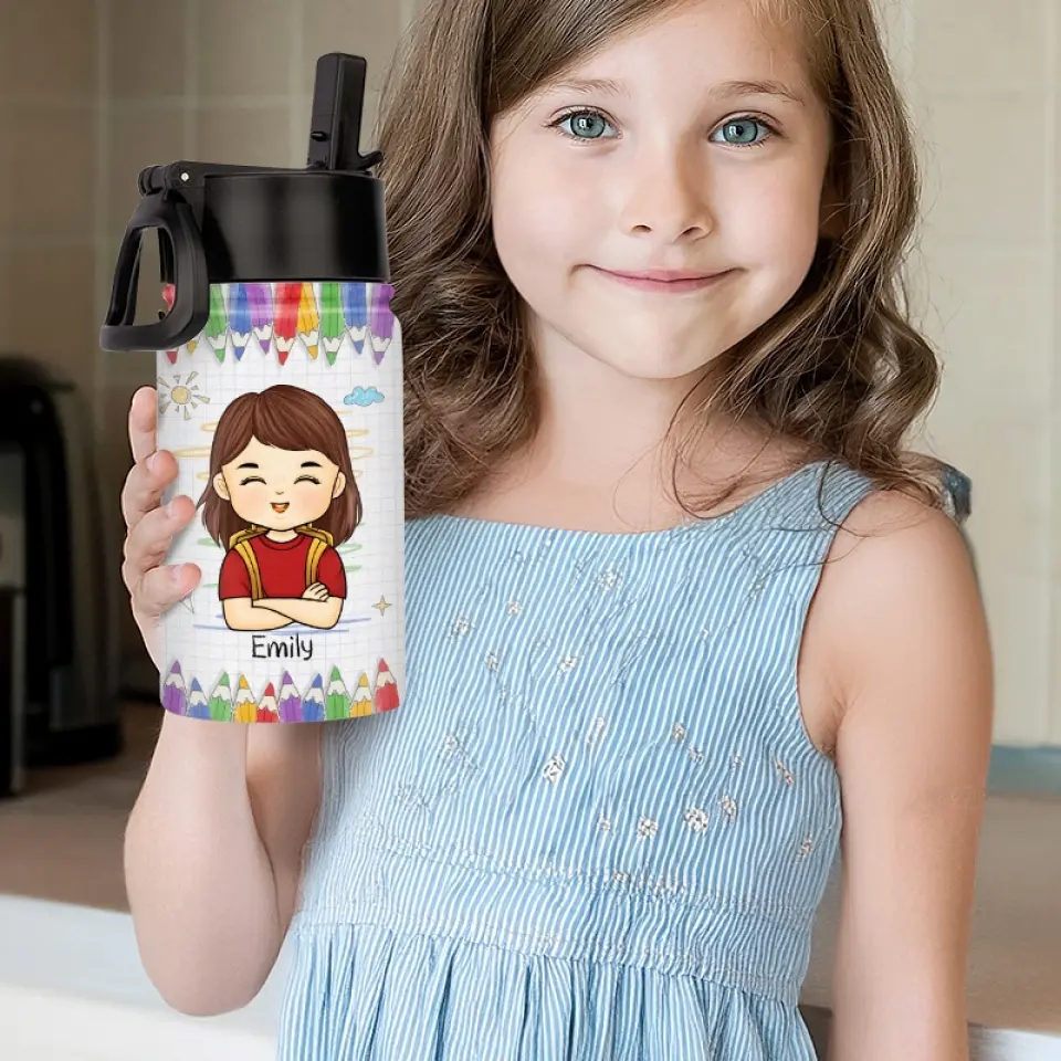 I'm Back - Personalized Custom Kid Water Bottle - Back To School Gift For Kid, Grandkid - Image 4