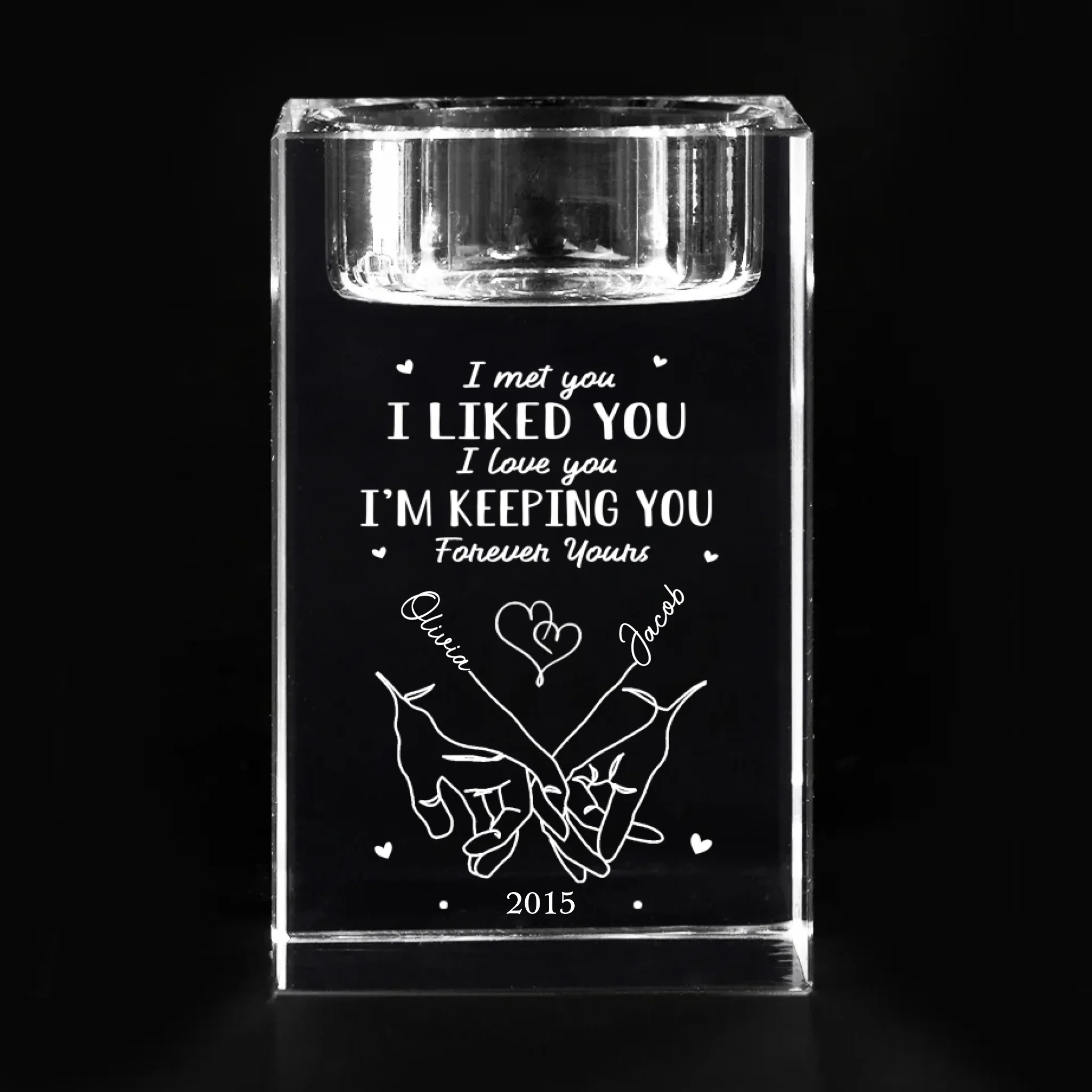 I'm Keeping You Forever Yours - Couple Personalized Custom 3D Crystal Photo Laser Engraved, Crystal Candle Holder - Gift For Husband Wife, Anniversary - Image 3